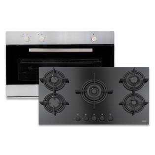 Franke Built-In Gas Oven 90 cm Stanless and Gas Hob 5 Burners Black