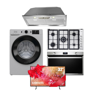 Elba Built-in Gas hob, Hood and Gas Oven with Gorenje Washing Machine