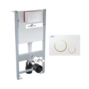 Sarreguemines LaTrinite Chassis Concealed Tank and Circular Flush Plate White*Gold