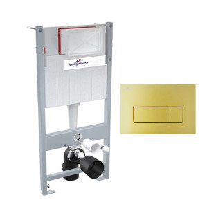 Sarreguemines LaTrinite Chassis Concealed Tank and Square Flush Plate Gold