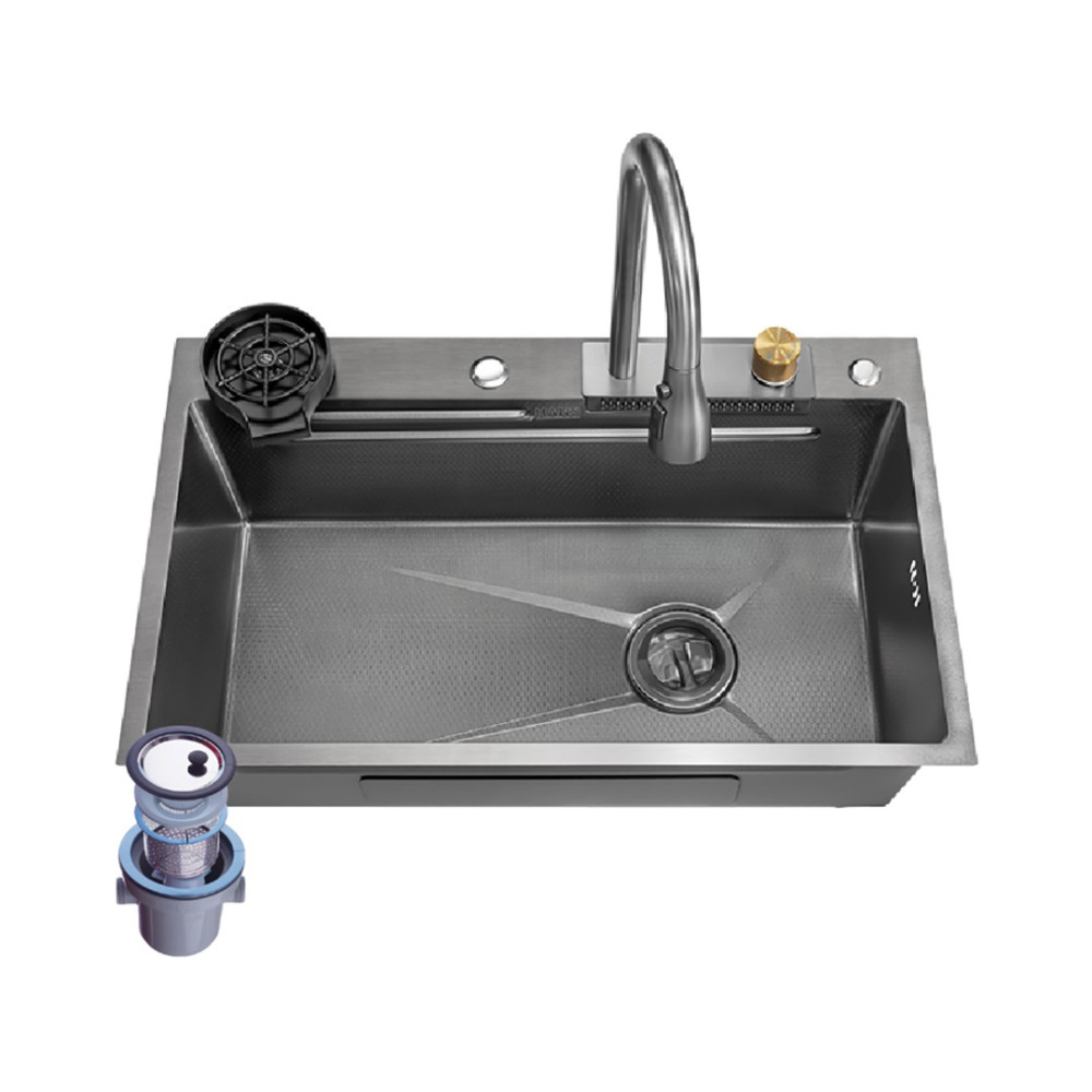 Hans Handmade Half Smart Kitchen Sink 52 × 80 cm With Mixer & Drain and accessories H 80-52