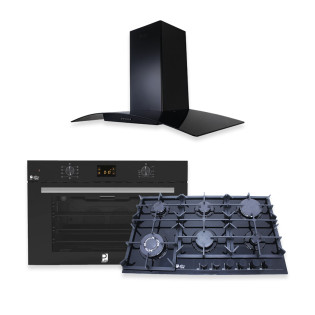 بيورتي فرن بلت ان كهرباء 90 سم اسود  مع شفاط 90 سم أسود و مسطح بلت ان 6 شعله اسود