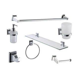 طقم اكسسوارات حمام 7 قطع استاندرد كروم